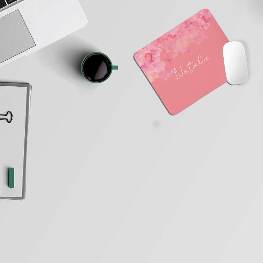 水彩フローラピンクサンゴ名マウスパッド マウスパッド