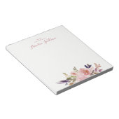 水彩フローラピンクパーソナライズされた文具 ノートパッド (アングル)