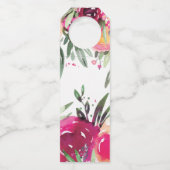 水彩フローラピンクパーソナライズされた結婚ズ ボトルネックタグ (裏面)