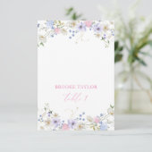 水彩フローラピンクパープルテーブル座席表 案内状 (スタンド正面)
