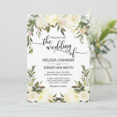 水彩フローラピンクピーチアイボリー金ゴールド結婚ズ 招待状 (スタンド正面)