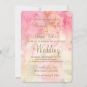 水彩フローラピンクフォーマル結婚式招待状 招待状 (正面)