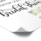 水彩フローラピンクブライダルシャワーウェルカムサイン ポスター (角)