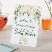 水彩フローラピンクブライダルシャワーウェルカムサイン 台座サイン (インサイチュ)