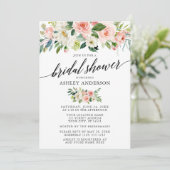 水彩フローラピンクブライダルシャワー書道 招待状 (スタンド正面)