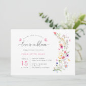 水彩フローラピンクブライダルシャワー 招待状 (スタンド正面)