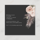 水彩フローラピンクブラックインテリアデザイナー スクエア名刺 (裏面)