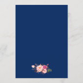 水彩フローラピンクブルーストライプ金ゴールド結婚ズ 招待状 (裏面)