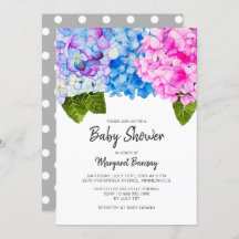 水彩フローラピンクブルーベビーシャワー