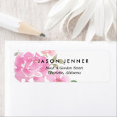 水彩フローラピンクプー結婚ニーのシック ラベル (インサイチュ)