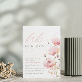 水彩フローラピンクベビーガール赤ちゃんシャワー 招待状