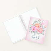 水彩フローラピンクベビーシャワーゲストブック ノートブック (内部)