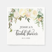 水彩フローラピンクベージュアイボリーブライダルシャワー スタンダードカクテルナプキン (正面)