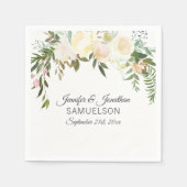 水彩フローラピンクベージュアイボリーリース結婚ズ スタンダードカクテルナプキン (正面)