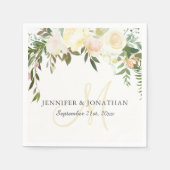 水彩フローラピンクベージュアイボリーリース結婚ズ スタンダードカクテルナプキン (正面)