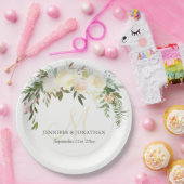 水彩フローラピンクベージュアイボリーリース結婚ズ ペーパープレート (パーティー)