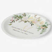水彩フローラピンクベージュアイボリーリース結婚ズ ペーパープレート (アングル)