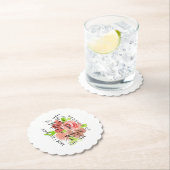 水彩フローラピンクベージュ赤面リーフ結婚ズ ペーパーコースター (インサイチュ)