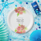 水彩フローラピンクベージュ赤面リーフ結婚ズ ペーパープレート (パーティー)