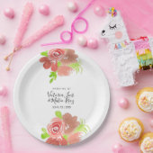 水彩フローラピンクベージュ赤面リーフ結婚ズ ペーパープレート (パーティー)