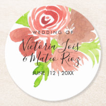 水彩フローラピンクベージュ赤面リーフ結婚ズ