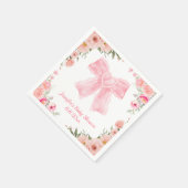 水彩フローラピンクボウ女の子の赤ちゃんシャワー スタンダードカクテルナプキン (角)