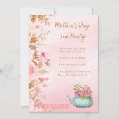 水彩フローラピンクマザーズデイティーパーティー 招待状 (正面)