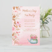 水彩フローラピンクマザーズデイティーパーティー 招待状 (スタンド正面)