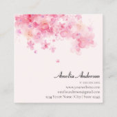 水彩フローラピンクメイクアップアーティスト美容師 スクエア名刺 (裏面)
