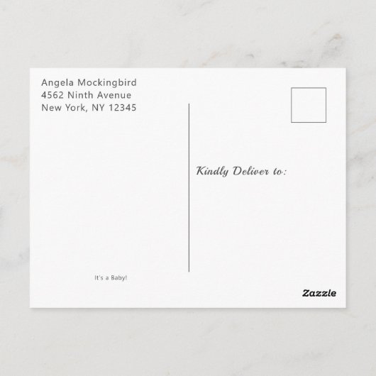 水彩フローラピンクユニコーンありがとう ポストカード (裏面)