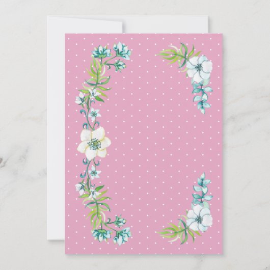 水彩フローラピンクユニコーン赤ちゃんシャワーインビタット 招待状 (裏面)