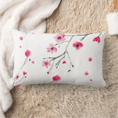 水彩フローラピンクレッドさくらんぼの花 ランバークッション (ブランケット)