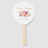 水彩フローラピンクローズ赤面結婚ズ ハンドファン (裏面)