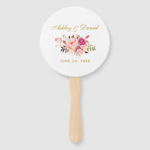 水彩フローラピンクローズ赤面結婚ズR ハンドファン (裏面)