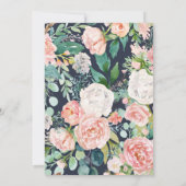 水彩フローラピンクローズ金ゴールド写真卒業 案内状 (裏面)