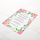水彩フローラピンクローゼズネーム招待状 箔招待状 (回転した状態)