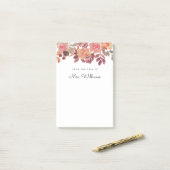 水彩フローラピンク先生ポストイットノート ポストイット (デスク上)