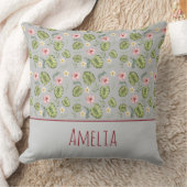 水彩フローラピンク灰色の名前装飾用クッション クッション (ブランケット)
