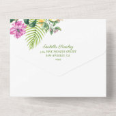 水彩フローラピンク牡丹フォトキンチェニェラ オールインワン招待状 (裏面)