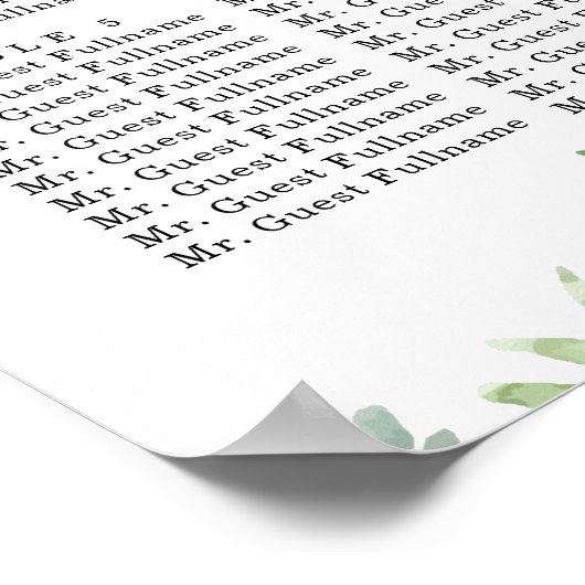 水彩フローラピンク結婚のシーティングチャート ポスター (角)