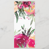 水彩フローラピンク結婚のメニュー メニュー (裏面)