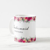 水彩フローラピンク結婚の花嫁 コーヒーマグカップ (正面左)