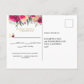 水彩フローラピンク結婚の食事の選択Rsvp インビテーションポストカード (裏面)