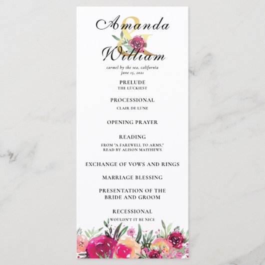 水彩フローラピンク結婚ク式プログラム プログラム (正面)