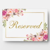 水彩フローラピンク結婚ズ予約5x7テーブル フォトプラーク (正面)