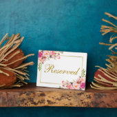 水彩フローラピンク結婚ズ予約5x7テーブル フォトプラーク (側面)