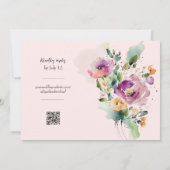 水彩フローラピンク結婚式招待状 招待状 (裏面)