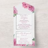 水彩フローラピンク菊 オールインワン招待状 (内側)