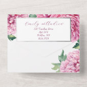 水彩フローラピンク菊 オールインワン招待状 (裏面)