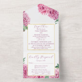 水彩フローラピンク菊(金ゴールド付) オールインワン招待状 (内側)